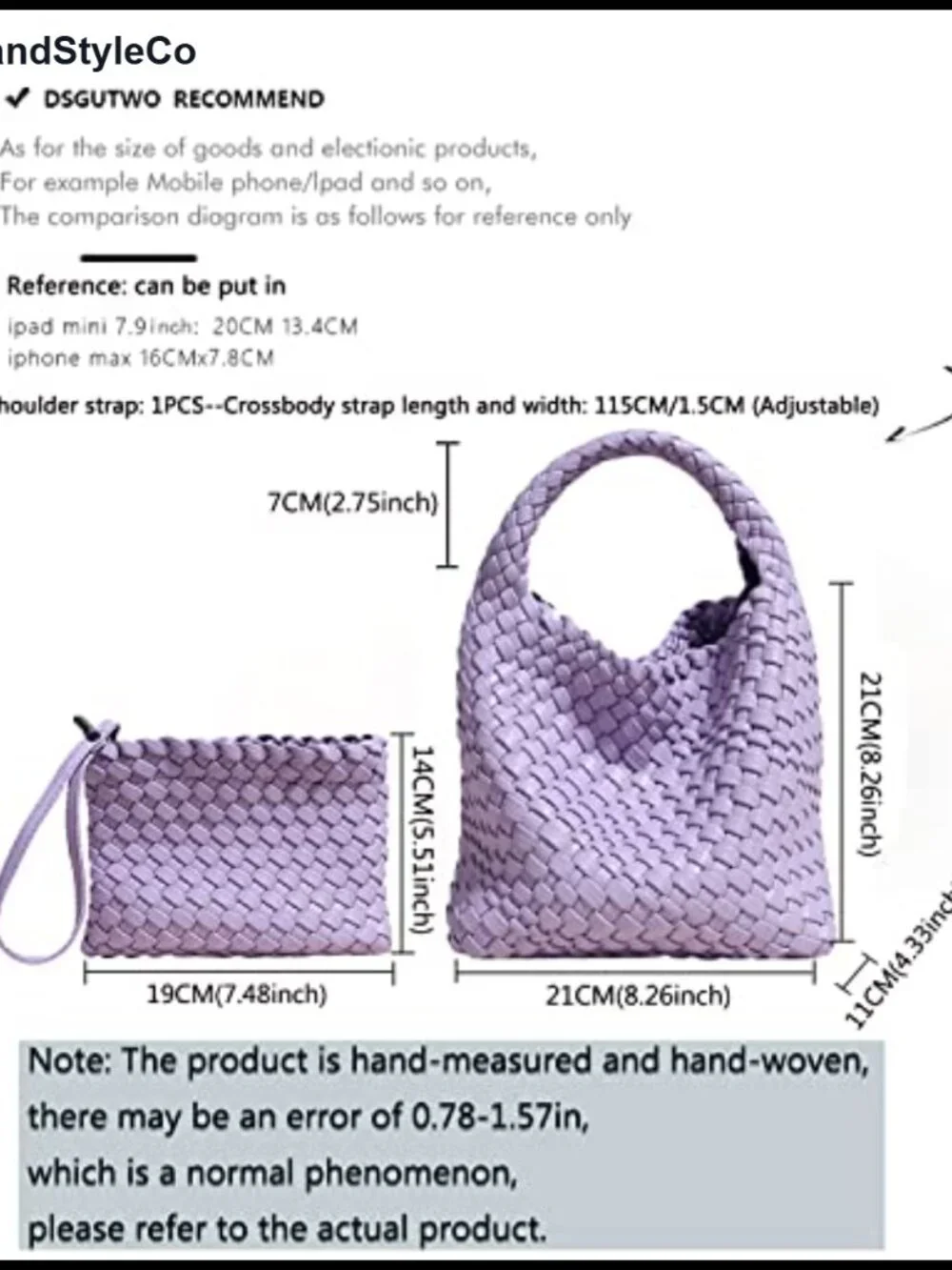 Woven Hobo Crossbody Bag Vegan Leather Mini Clutch Purse Handmade